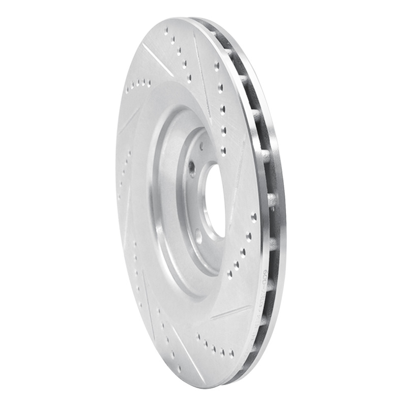 Audi A6 Quattro Brake Rotor (1) - Rear Left - R1 Concepts - Drilled & Slotted - Silver - `05-`11